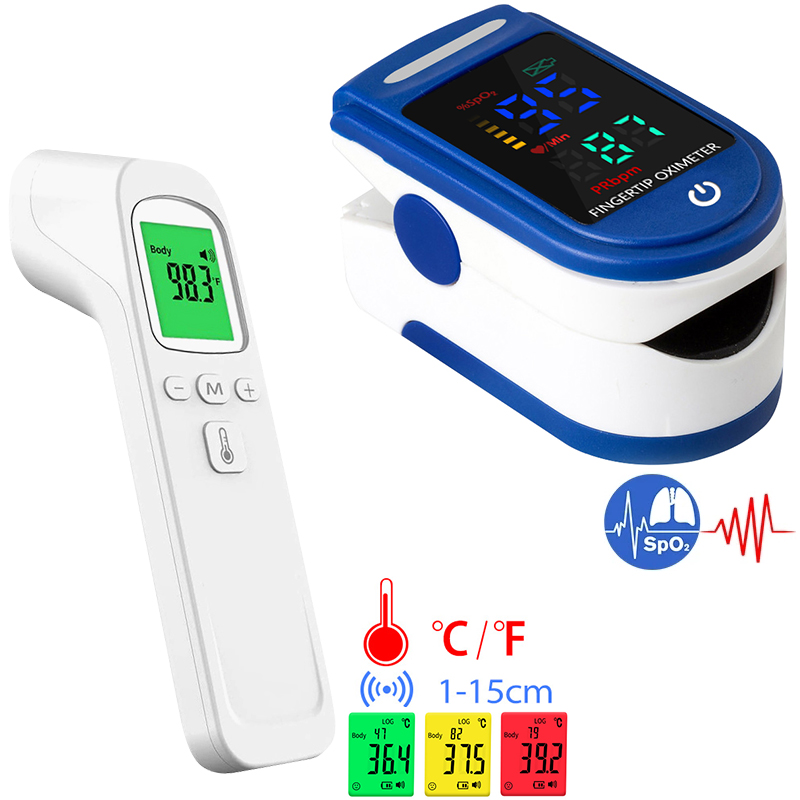 Pulse Oximeter - 家庭用赤外線額温度計,電子体温計,正確なフィンガークリップタイプ,パルスオキシメータ,2 in 1