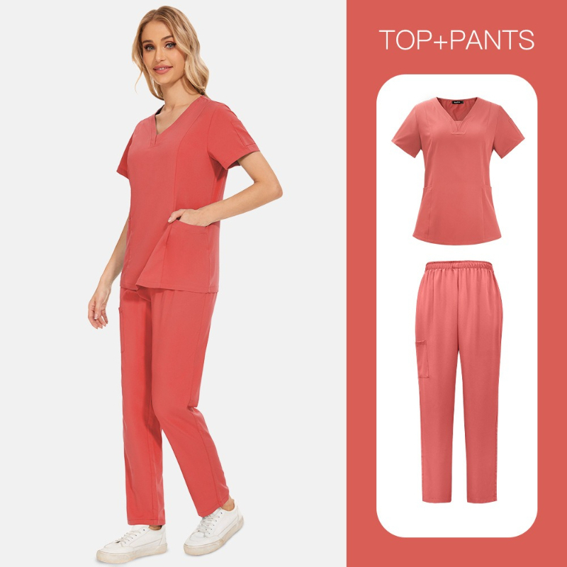 Medical Lab Worker - 新色マルチカラー無地ラボコート上下セット 軽量速乾 ナース服 看護ホームICU介護者用