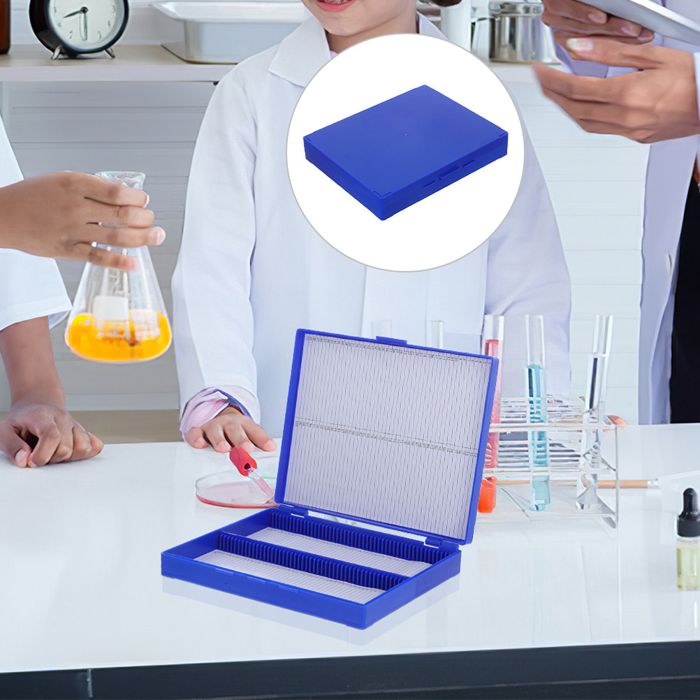 Pathology Slide Storage - 病理スライド収納ボックス2個入り。大容量で透明なプラスチック製。蓋付き。顕微鏡用ガラス片や教材の整理に。