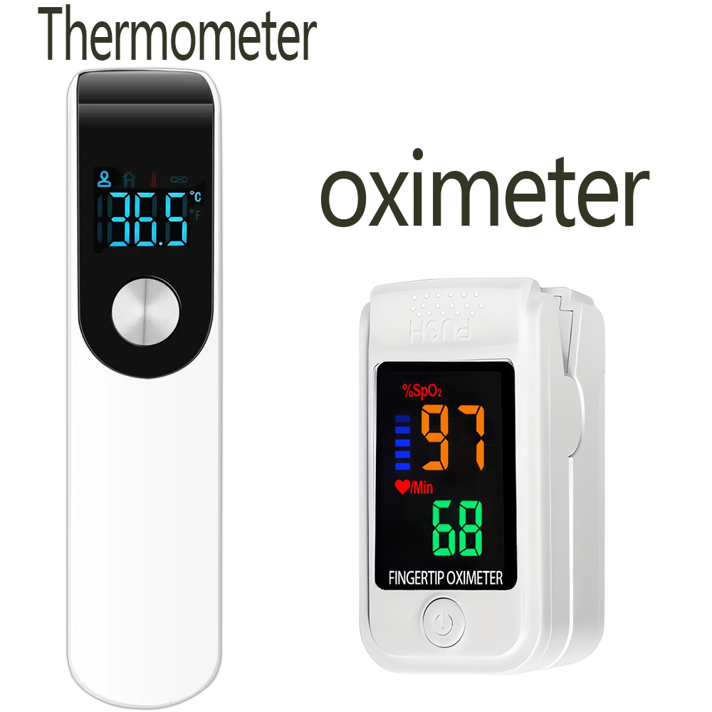 Pulse Oximeter - 2-in-1 家庭用赤外線額温計 + 正確な指クリップ型パルスオキシメーター