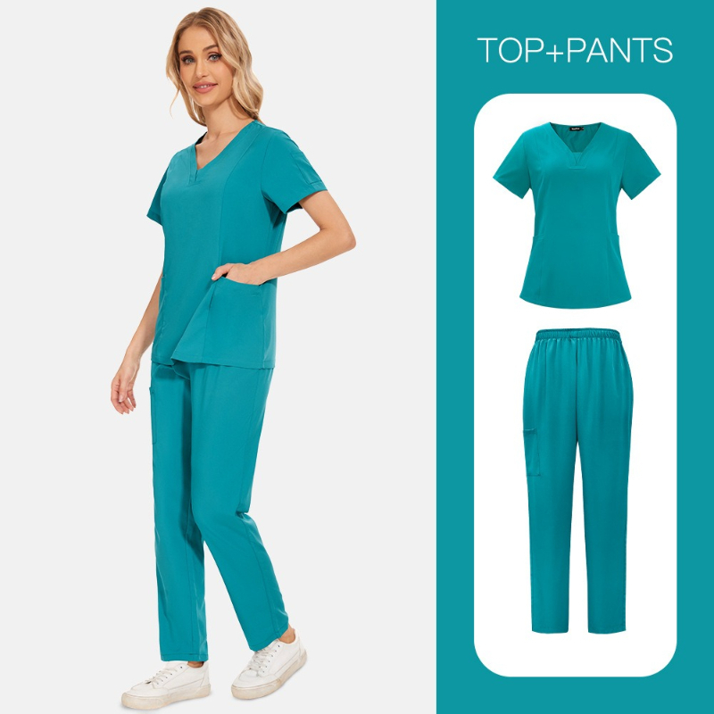 新色マルチカラー無地ラボコート上下セット 軽量速乾 ナース服 - Medical Lab Worker のレビューと価格